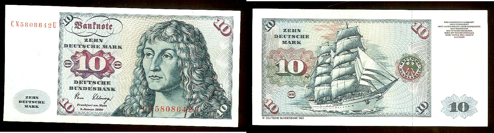 10 Deutsche Mark ALLEMAGNE 1980 SUP+